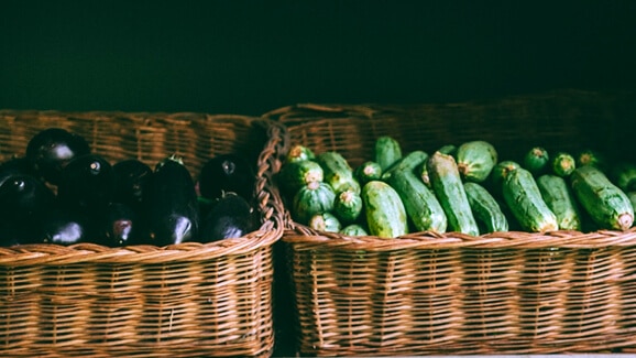 baskets of assorted vegetables